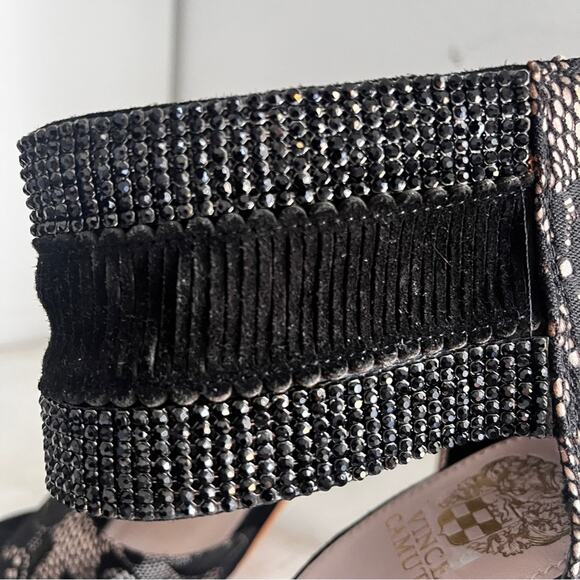 Vince Camuto Lissa Black Lace Heels with Beaded Strap size 9 - Picture 7 of 14